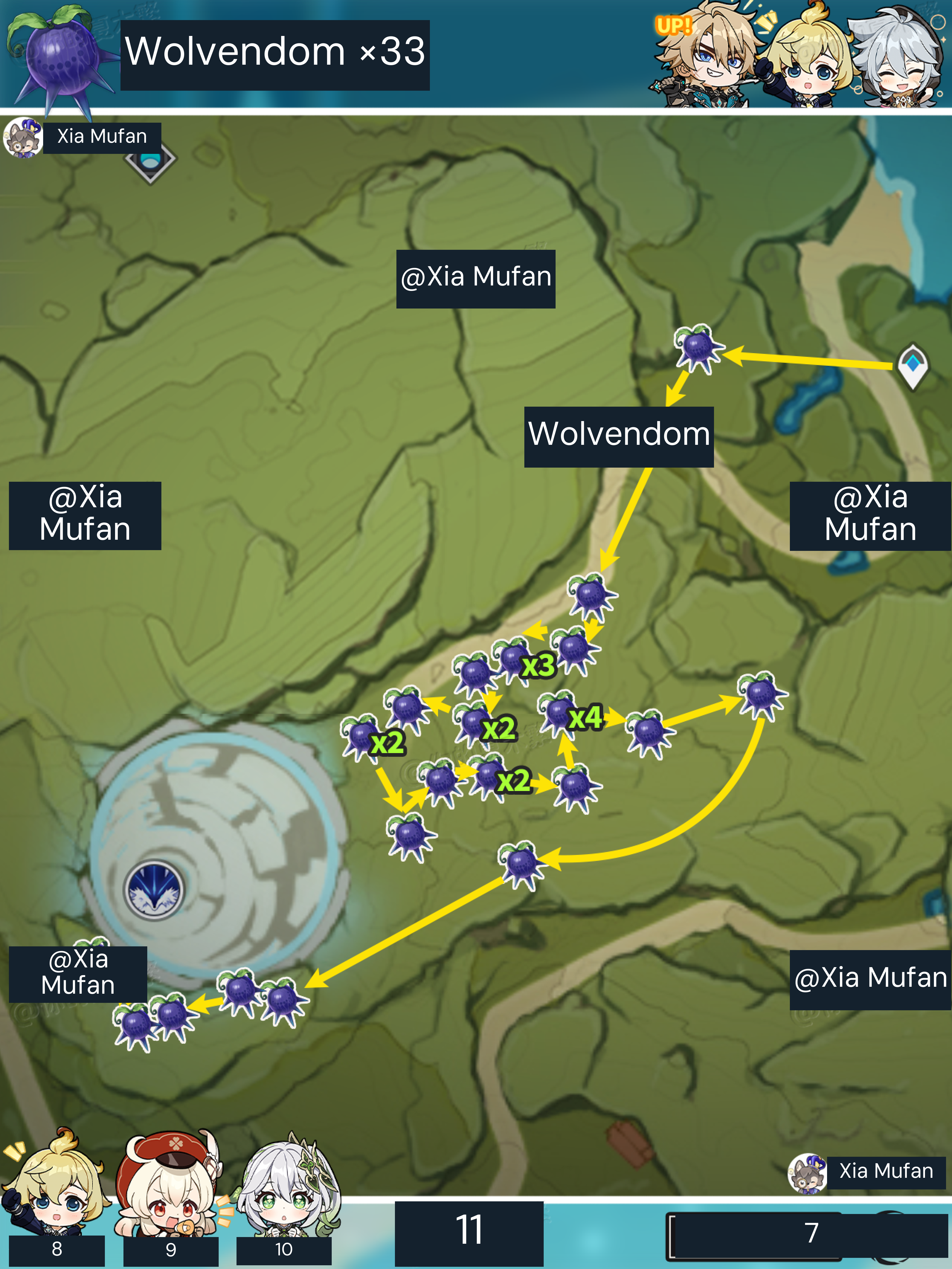 Wolvendom Wolfhook pickup route, 33 total.