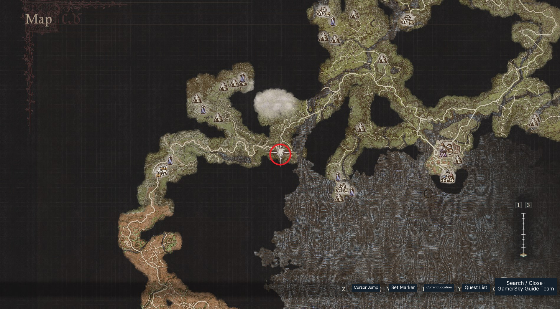 Vermund woodland spawn fixed dragon encounter marked by the source author. Use this location for Wyrmslife Crystal farming; respawns depend on elapsed in-game time.