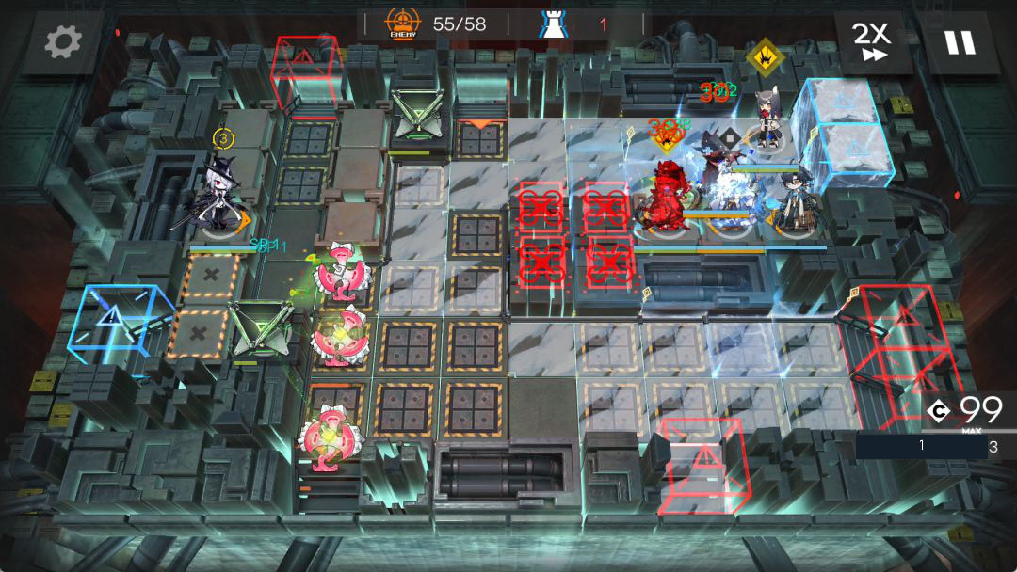 Episode 17 operation 17-17 tactical screenshot from a stage-clear strategy, showing a late-wave deployment layout.