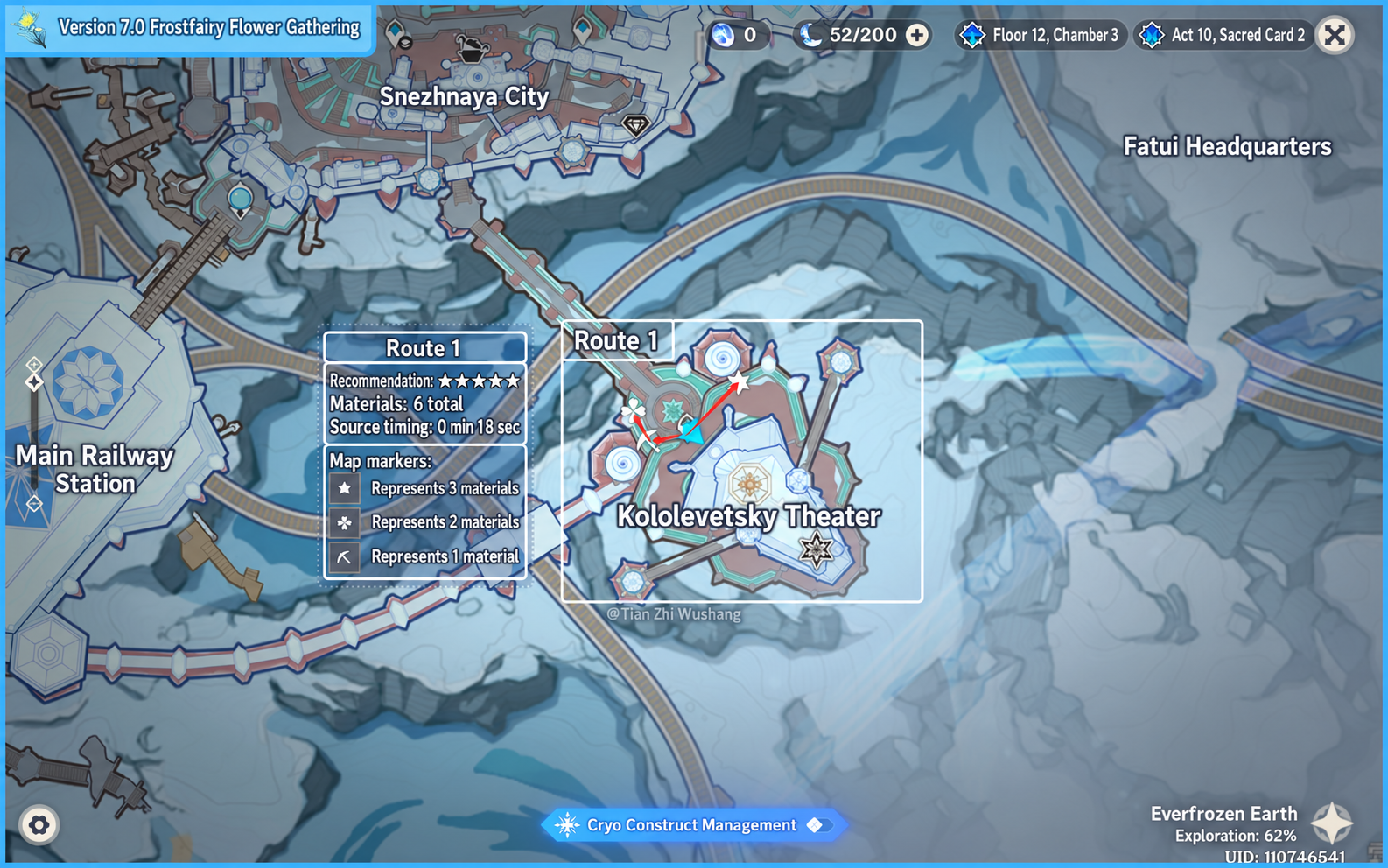 Kololevetsky Theater — Frostfairy Flower collection route.