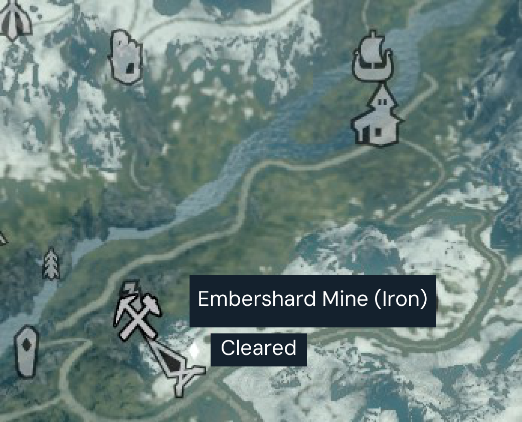 Chinese player map of iron mine locations and explored mines