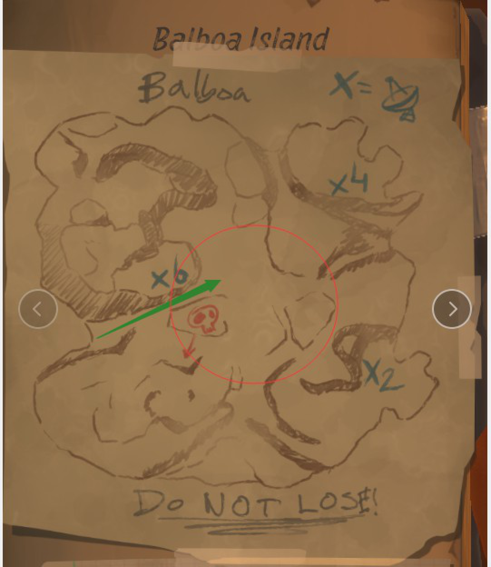 Balboa Island in-game route note with berry counts, bear warning, and marked approach